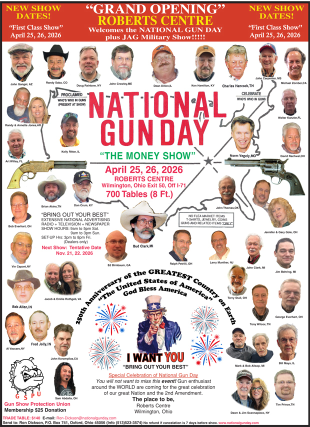 April 25 26 2026 gunshow and firearms at Roberts Center Wilmington Ohio